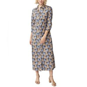 J. McLaughlin Pomegranate Grove Louisa Button-Front Midi Dress Size Large